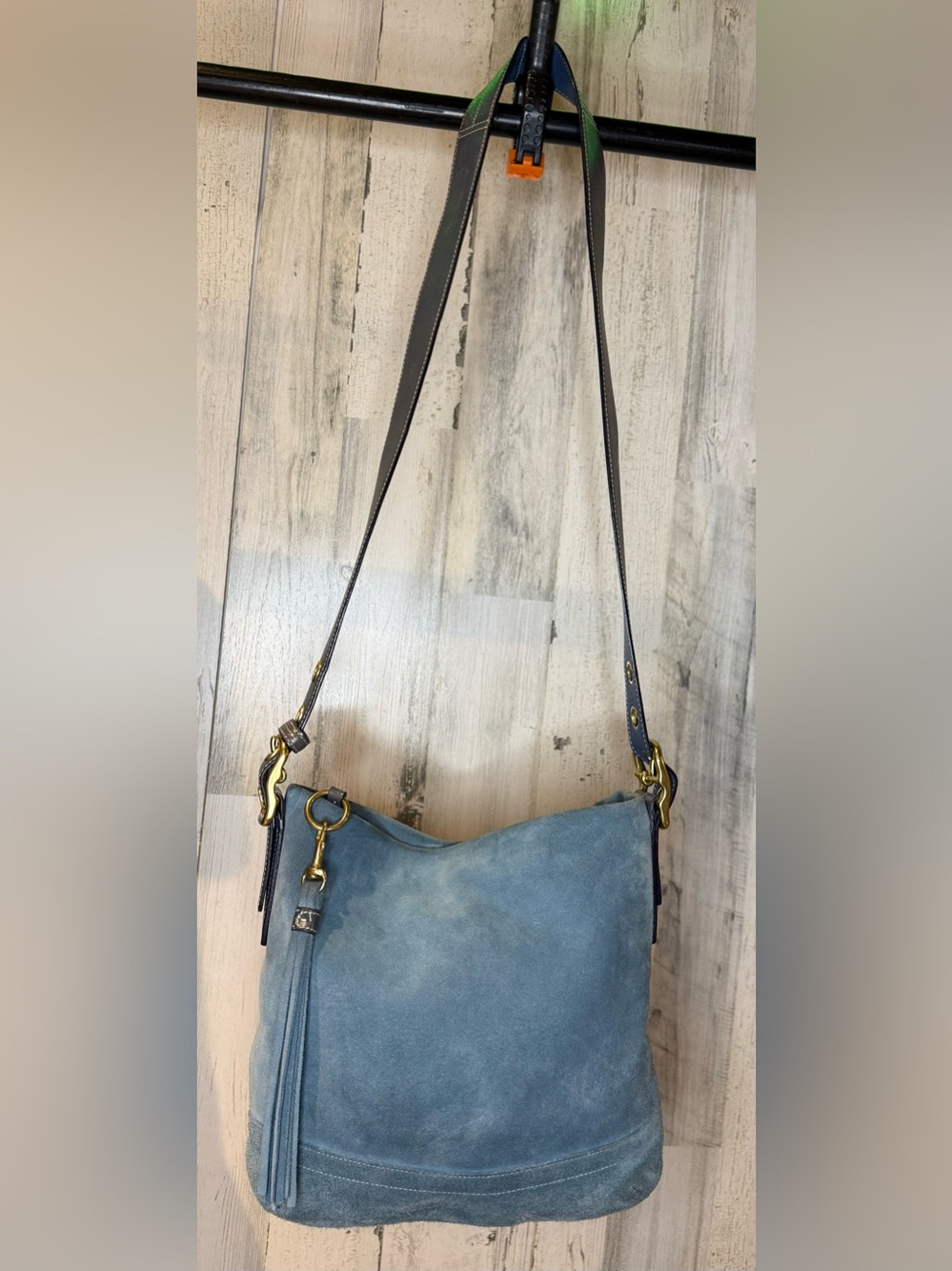 Coach Kenia Vintage Blue Suede Crossbody or Shoulder Bag 04’ 1419